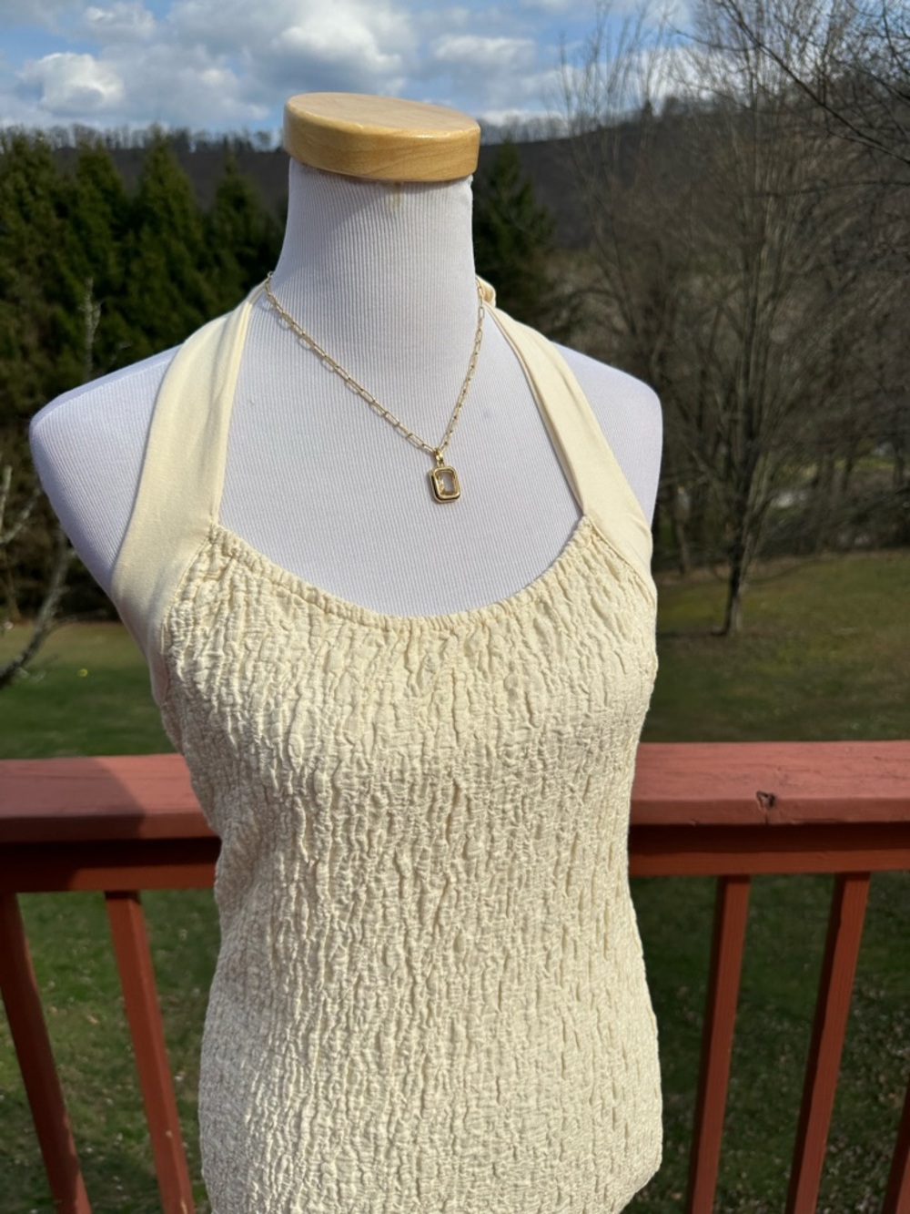 NEW! Free People Sea Foam Halter Midi Dress in Natural - Picture 3 of 7